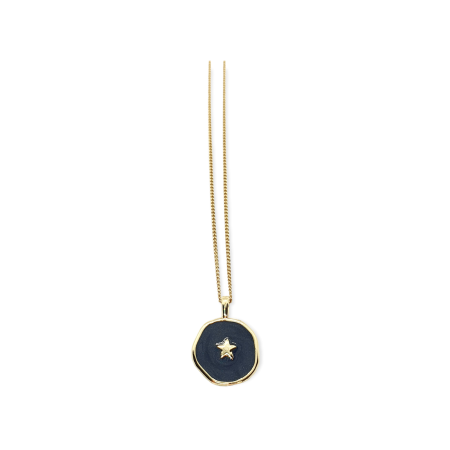 necklace steel with bronze element black gold star1